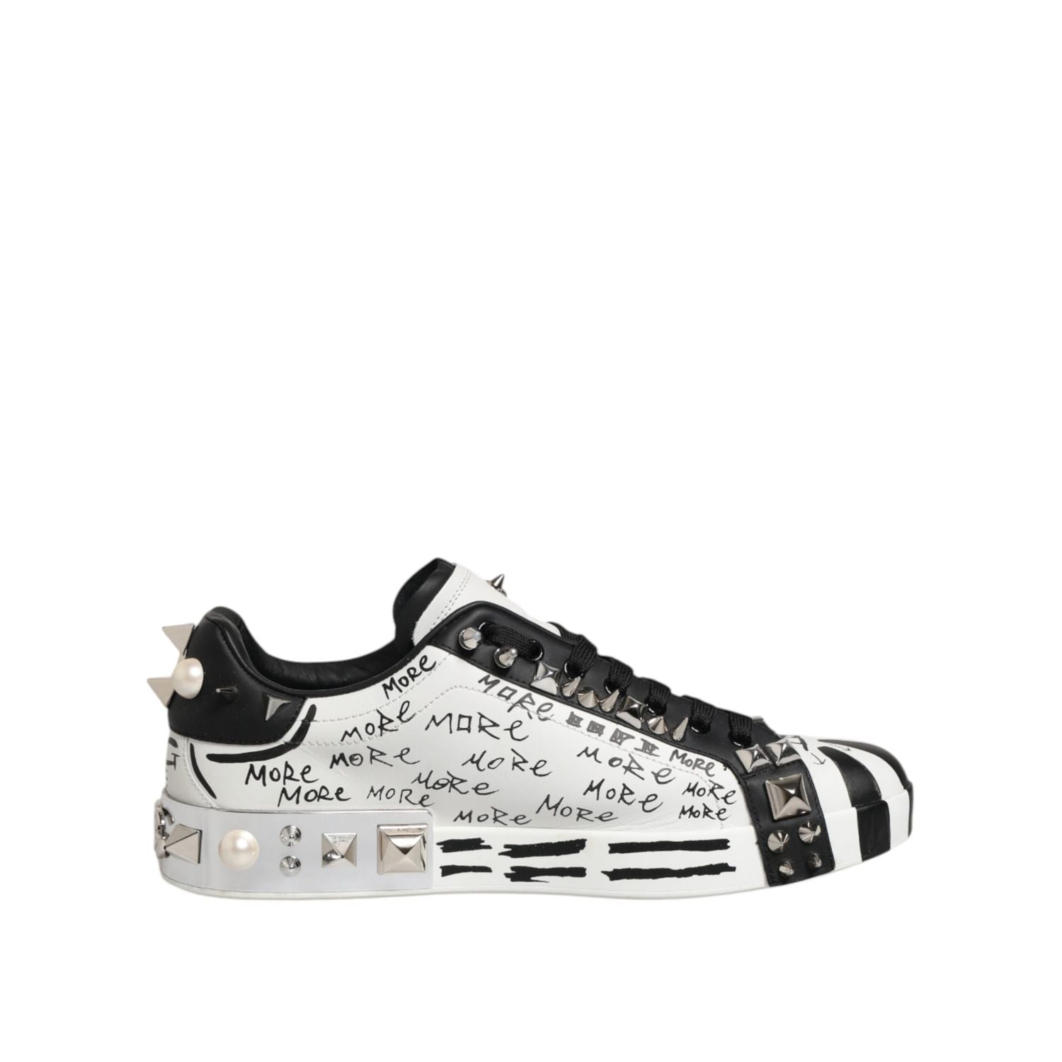 Dolce & Gabbana White Portofino Studded Men Sneakers Shoes