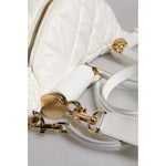 Dolce & Gabbana White Quilted Logo 90's Sicily Belt Waist Fanny Pack Bag with gold-tone hardware and adjustable strap