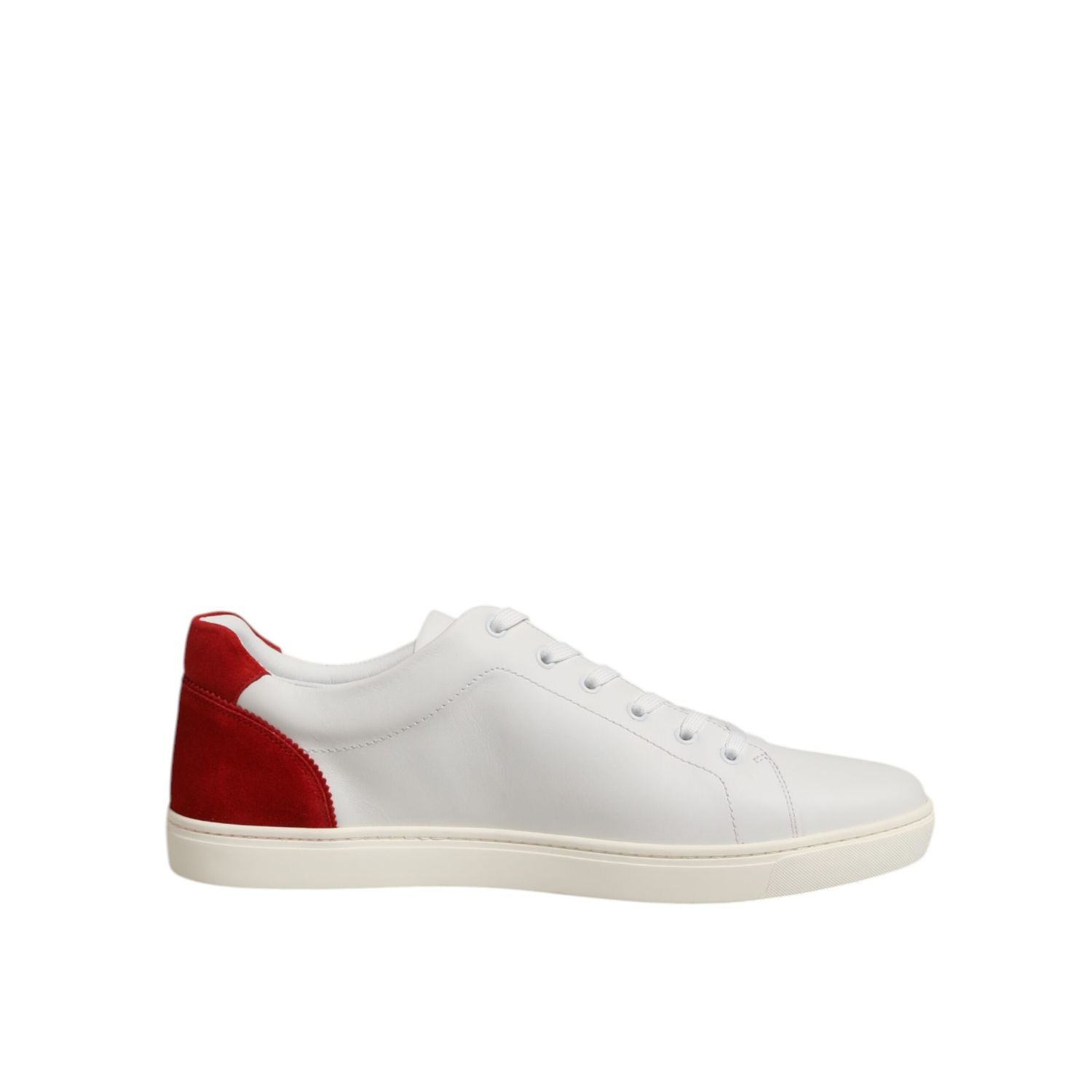 Dolce & Gabbana White Red Leather Low Top Men Sneakers Shoes