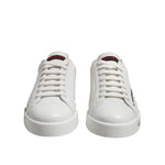 Dolce & Gabbana White Red Logo Low Top Leather Sneakers Shoes