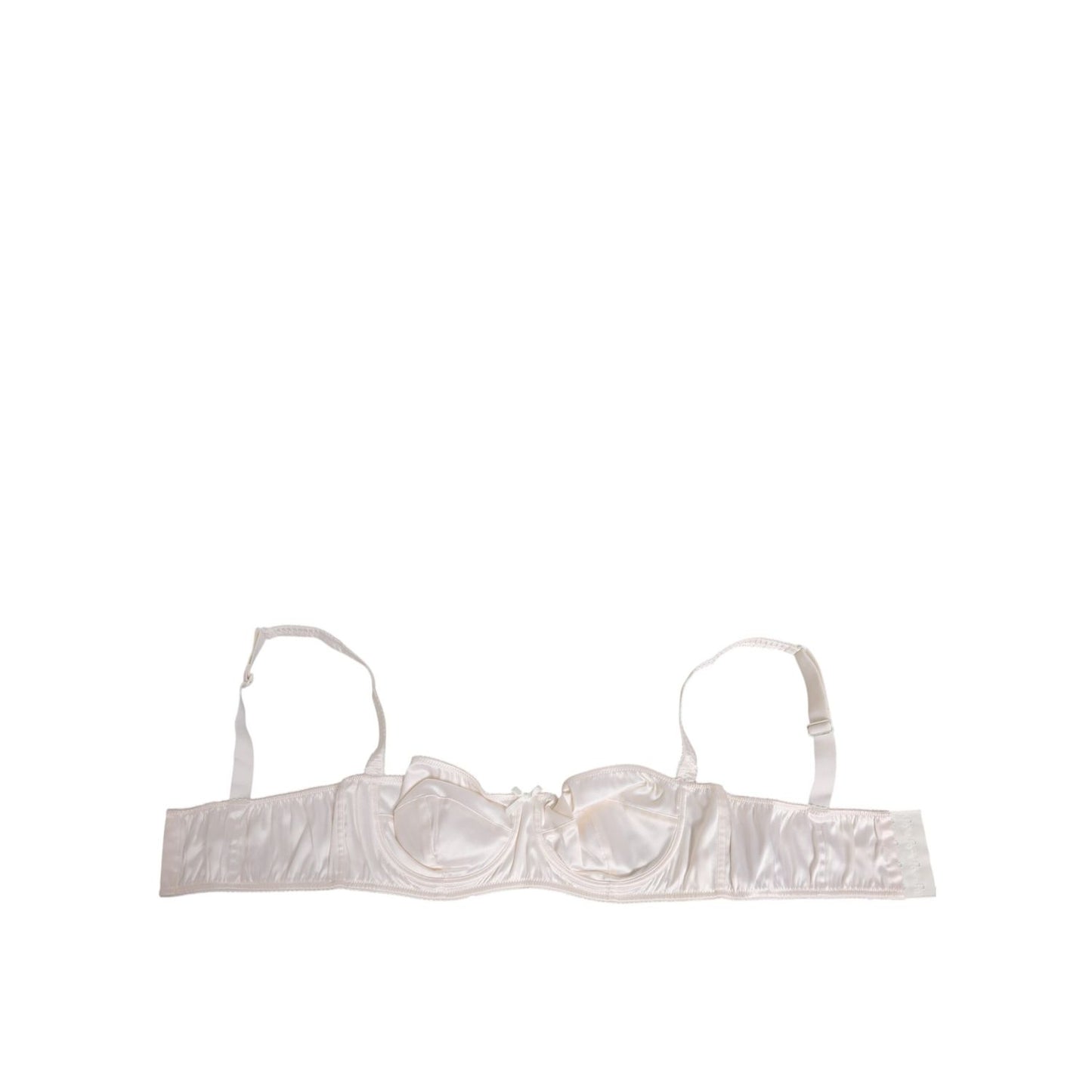 Dolce & Gabbana White Silk Satin Balconnet Lingerie Bra Underwear, made in Italy with luxurious silk and elastane for comfort and support.