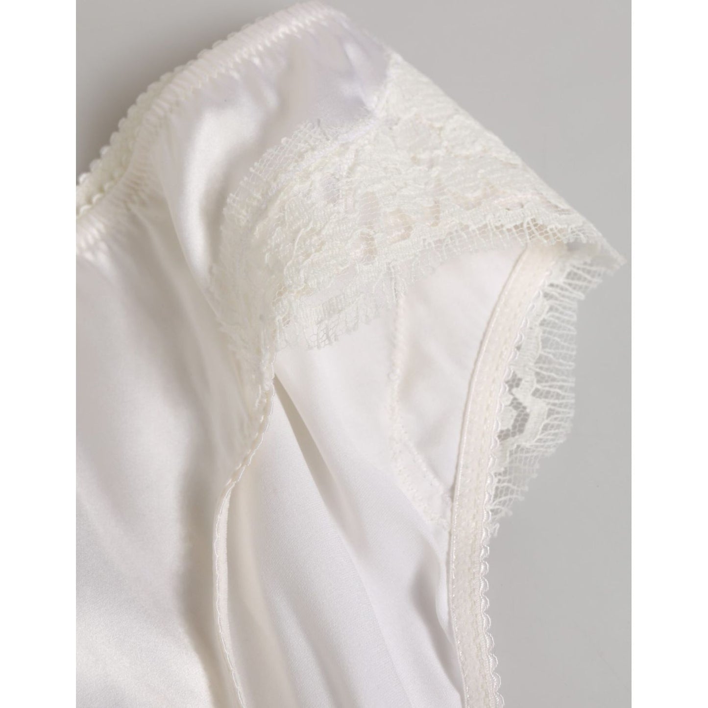 Dolce & Gabbana White Silk Satin Floral Lace Panty Brief Underwear