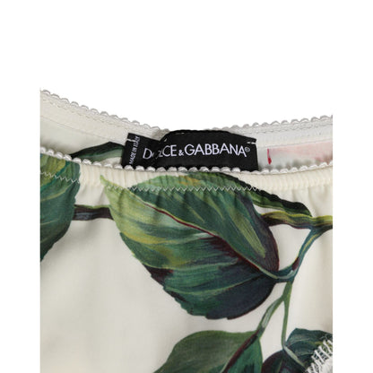 Dolce & Gabbana White Silk Satin Floral Lace Trim Slip Underwear