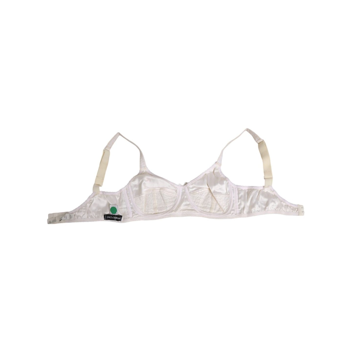 Dolce & Gabbana White Silk Satin Soft Cup Lingerie Bra Underwear, elegant design with soft underwire support, made in Italy.