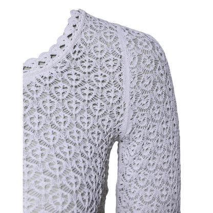 Dolce & Gabbana White Viscose Short Sleeve Crochet Top