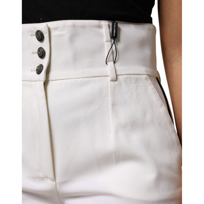 Dolce & Gabbana White Wool High Waist Tapered Pants