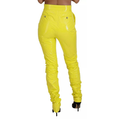 Dolce & Gabbana Yellow High Waist Skinny Women Trouser Pants