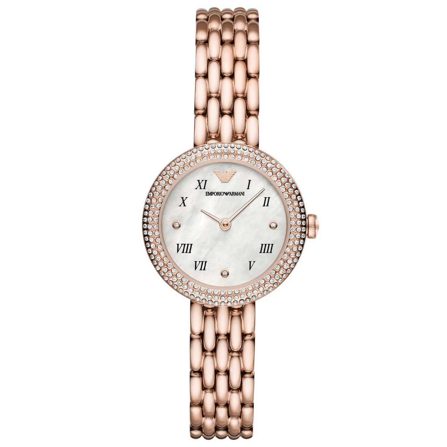 EMPORIO ARMANI MOD. AR11355 ladies wristwatch, rose gold case and strap, mother of pearl dial, quartz movement, water resistant 3 ATM.