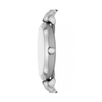 Side view of EMPORIO ARMANI MOD. AR11445 lady's wristwatch with stainless steel case and bracelet, 32 mm quartz movement, mineral dial.