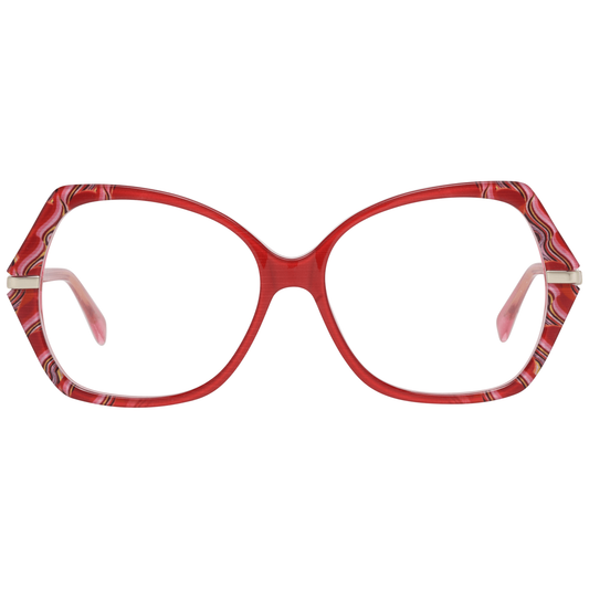 Emilio Pucci Red Women Optical Frames in full-rim style, featuring a vibrant red plastic frame and spring hinges for comfort.