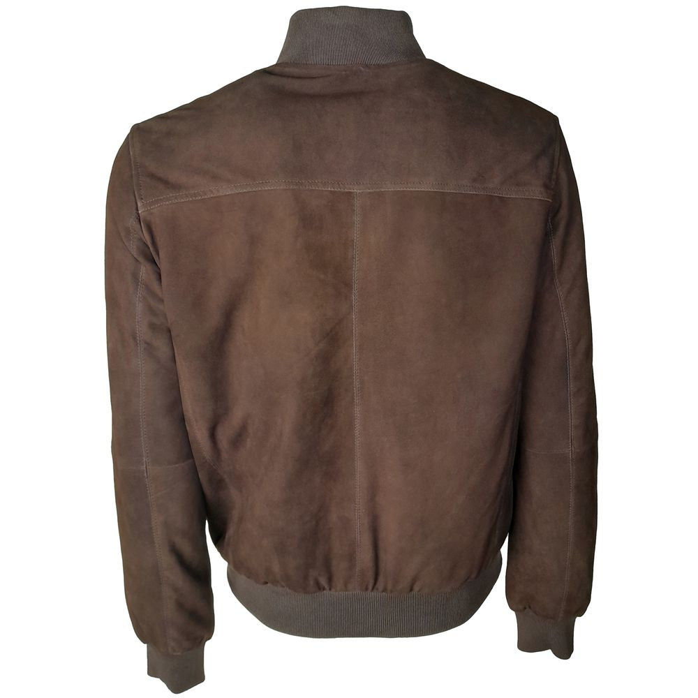 Emilio Romanelli Brown Calfskin Men Bomber Jacket