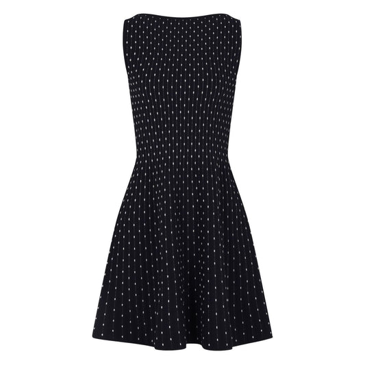 Emporio Armani Dresses Blue - Navy blue sleeveless boat neck flared dotted short dress