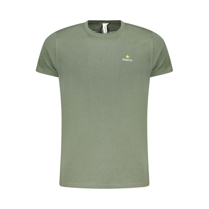 Esercito 1659 Green Cotton T-Shirt with short sleeves, crew neck, and aviation print logo.