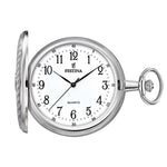 FESTINA WATCHES Mod. F2023/1 silver pocket watch with open cover and white dial displaying black numerals and hands