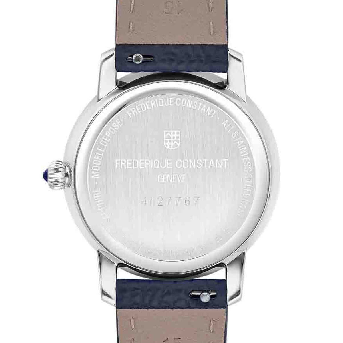 Back view of FREDERIQUE CONSTANT MOD. FC-206RS1S6 showcasing stainless steel case and design details.