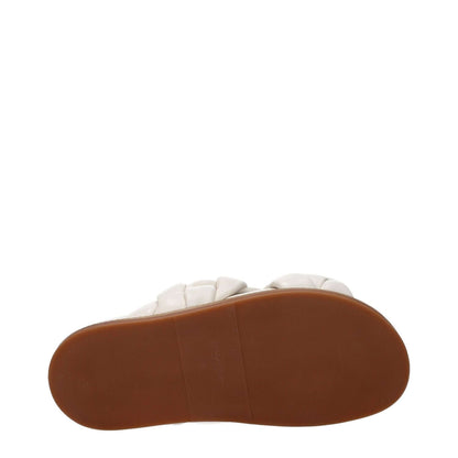 Sole view of Fabiana Filippi Beige Leather Slippers with rubber sole and open toe design, perfect for casual style.