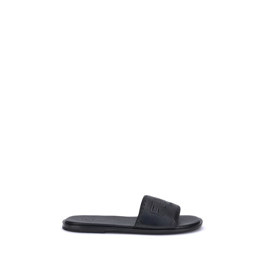 Fendi Black Calf Leather Bos Taurus Sandals