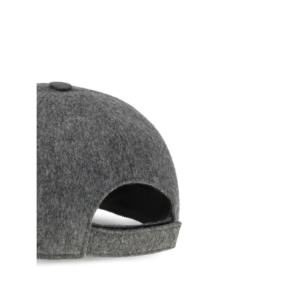 Back view of Fendi Gray Wool Cap (Baseball Hat) with adjustable strap and wool texture.