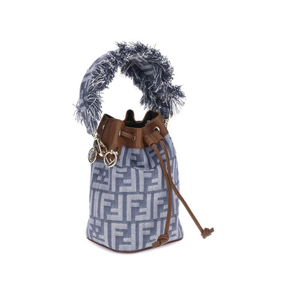 Fendi Light Blue Cotton Shoulder Bag