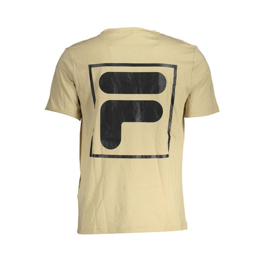 Fila Beige Cotton T-Shirt with short sleeves, round neck, and logo print on the back.