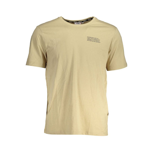 Fila Beige Cotton T-Shirt with short sleeves, round neck, and logo print.