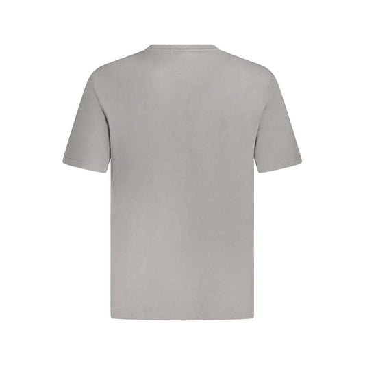 Back view of Fila Gray Cotton Men T-Shirt featuring urban cool design with black print and iconic logo, perfect for casual style.