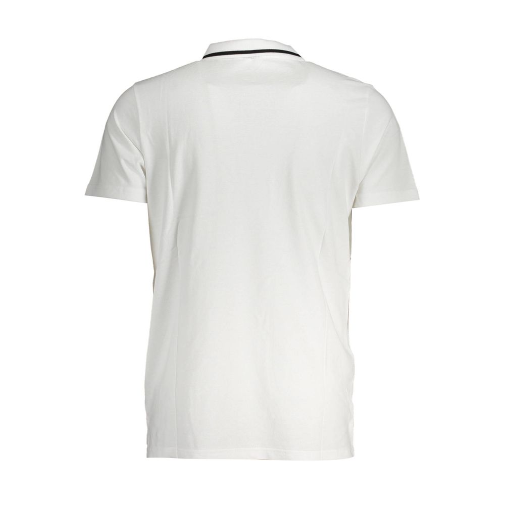 Back view of Fila White Cotton Polo Shirt with short sleeves, 3 buttons, contrasting details, logo application - fashion and comfort blend