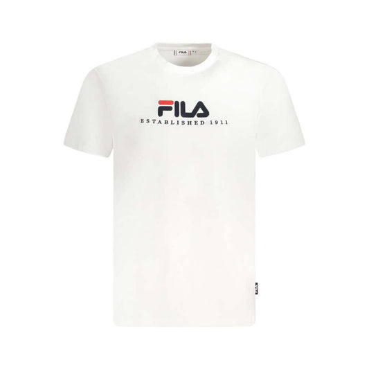 Fila White Cotton Unisex T-Shirt with crew neck and embroidered logo, crafted from organic cotton, ideal for sporty chic style.