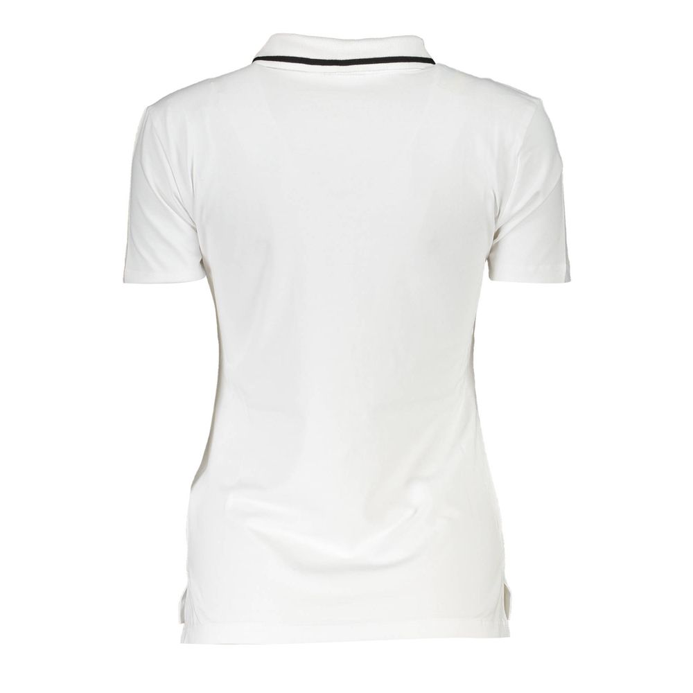 Back view of Fila White Cotton Womens Polo Shirt highlighting contrasting details.