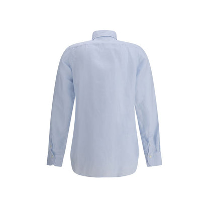 Finamore Light Blue Linen Dress Shirt