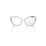 Frankie Morello Multicolor Acetate Women Frame, butterfly model eyeglasses with silver and Tiffany-inspired design.