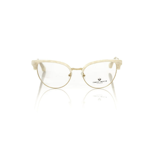 Frankie Morello White Metallic Women's Frame eyeglasses with elegant mother of pearl profile and modern metallic fibre design.