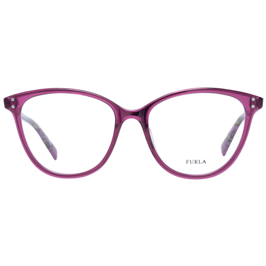 Furla Elegant Cat Eye Purple Eyeglasses for Women with durable plastic full-rim design, ideal for a chic and sophisticated look.
