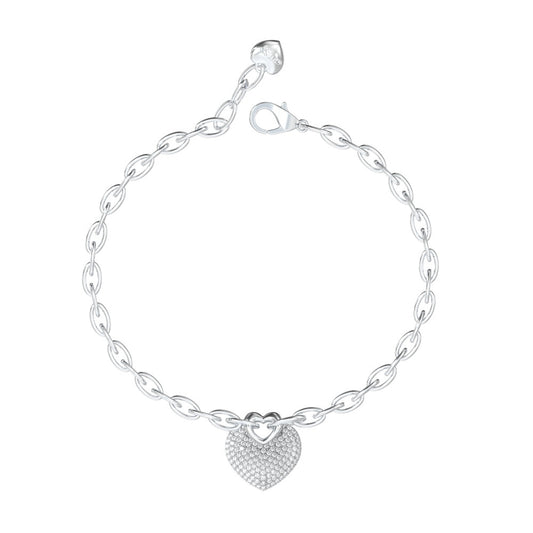 GUESS JEWELS JEWELRY Mod. JUBB05214JWRHS silver heart charm bracelet with chain link design