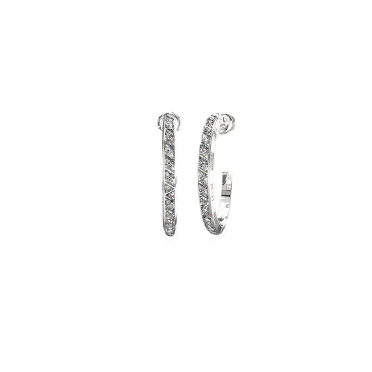 Silver hoop earrings GUESS JEWELS JEWELRY Mod. JUBE04564JWRHT-U with intricate detailing.
