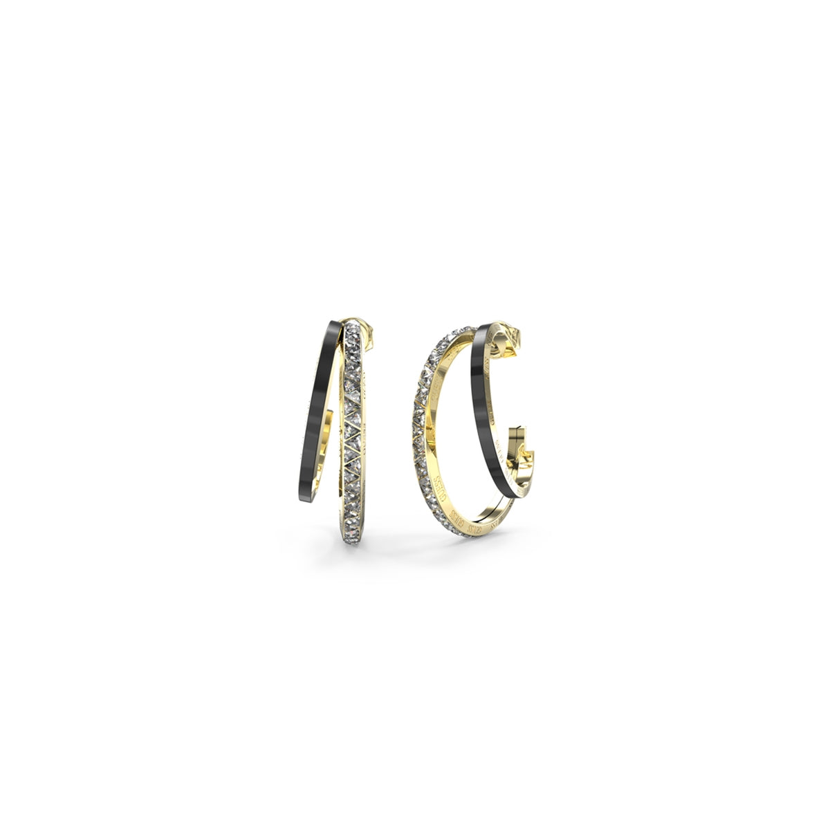 Gold hoop earrings from GUESS JEWELS JEWELRY Mod. JUBE04569JWYGBKT-U with sparkling diamonds, stylish design for modern fashion.