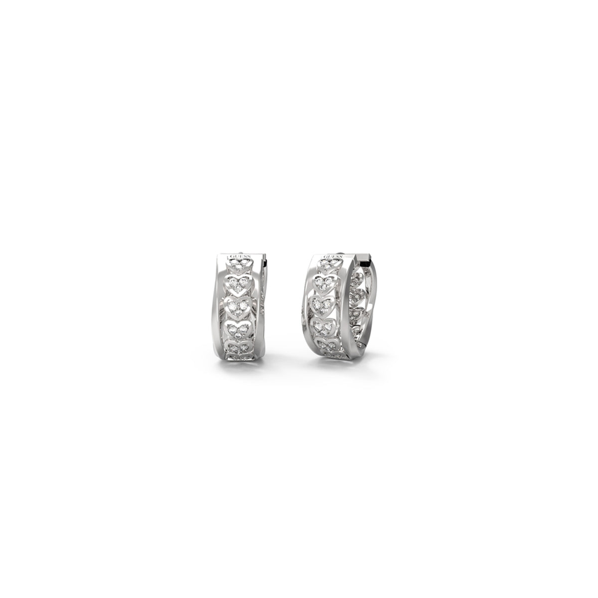 GUESS JEWELS JEWELRY Mod. JUBE04604JWRHT-U shining silver earrings with intricate design