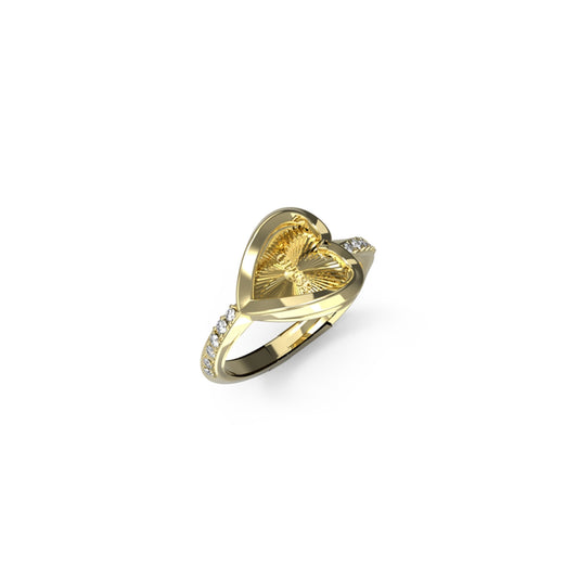 Elegant gold heart ring, "GUESS JEWELS JEWELRY Mod. JUBR04614JWYG52"