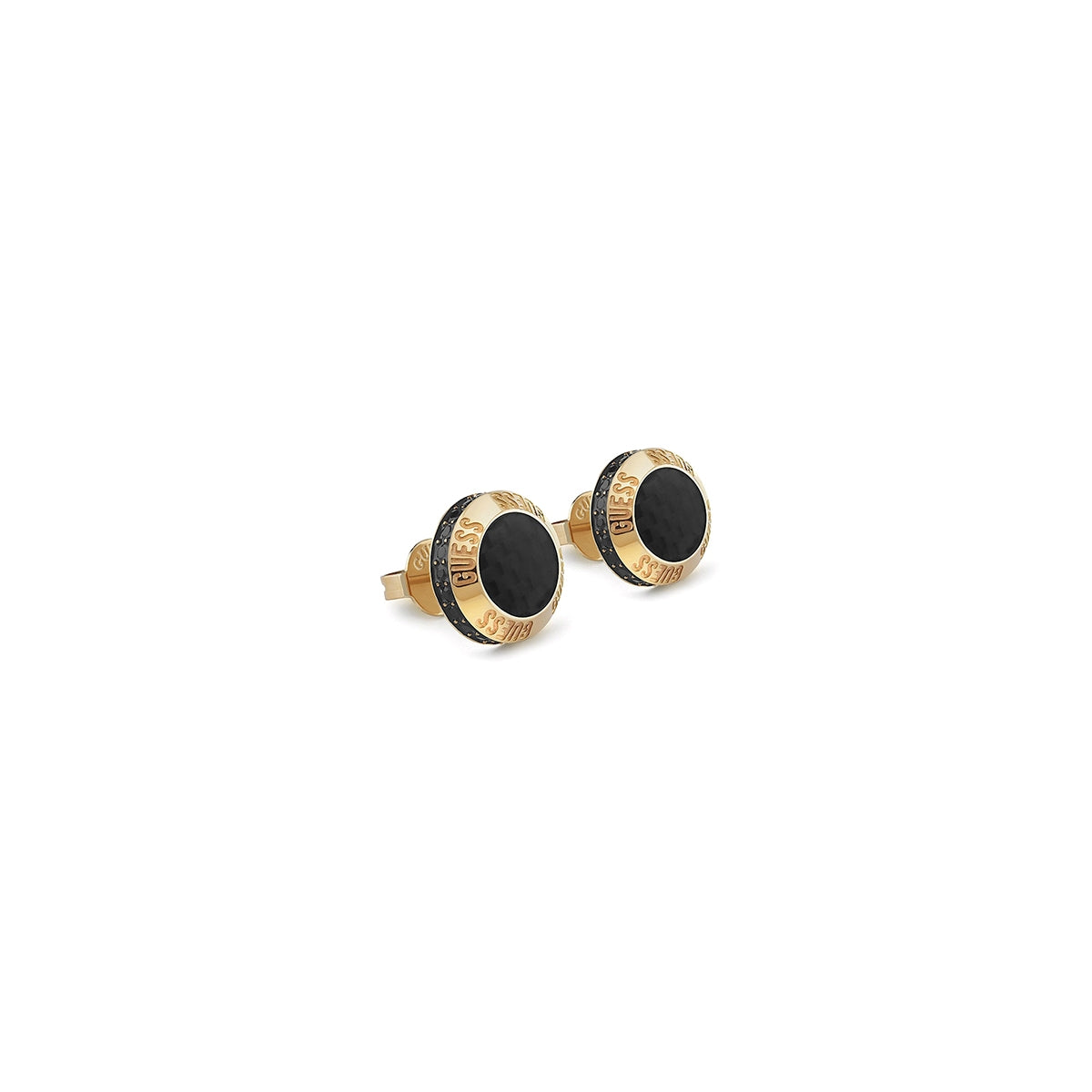 GUESS JEWELS JEWELRY Mod. JUME04040JWYGBKT-U gold and black earrings, stylish accessory