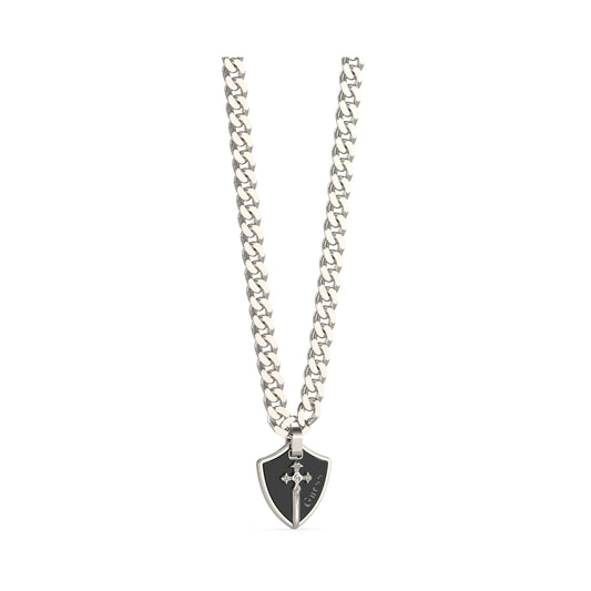 GUESS JEWELS JEWELRY Mod. JUMN04019JWSTBKT-U silver chain necklace with shield pendant