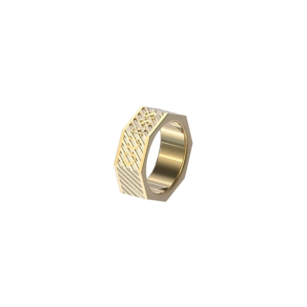 GUESS JEWELS JEWELRY Mod. JUMR03030JWYG64 hexagonal gold ring