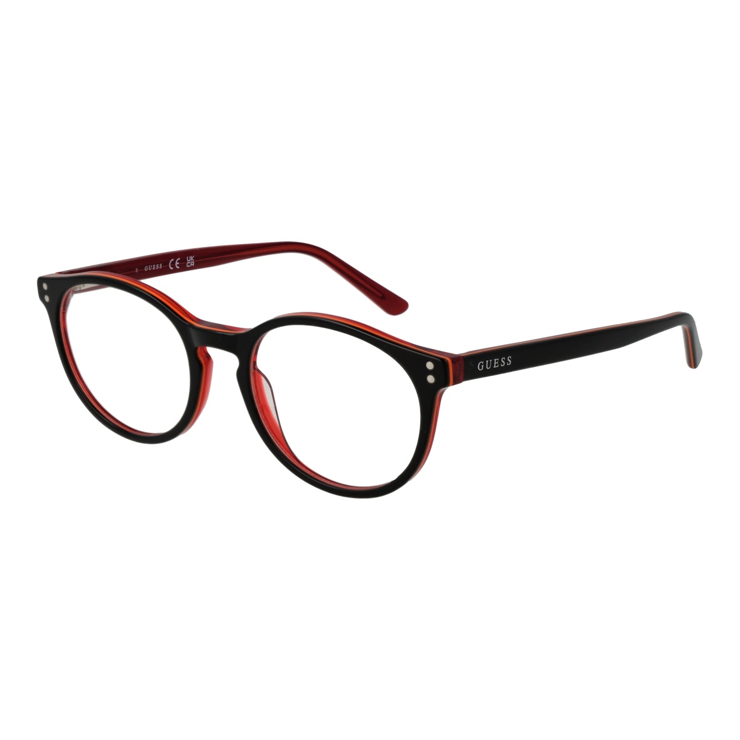GUESS MOD. GU8266 49005 stylish black and red eyeglasses with round frames for a modern look