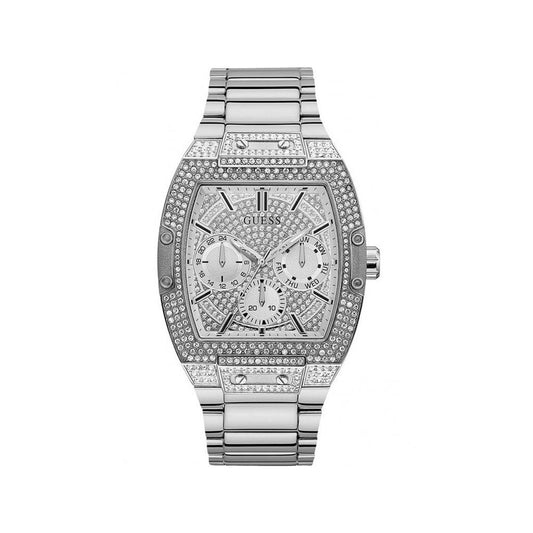 GUESS Mod. GW0094G1 silver gent's watch in official box, quartz analog, water resistant, mineral dial, 925° silver, 43 mm case