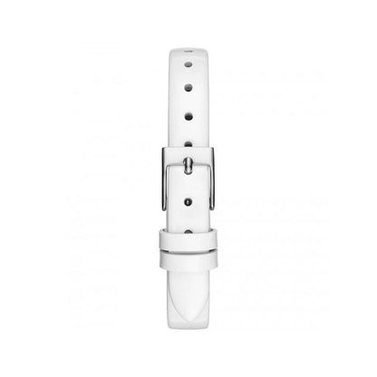 White watch strap with buckle suitable for replacement or upgrade, versatile and adjustable for a perfect fit.