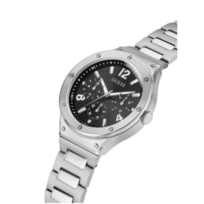 GUESS Mod. GW0454G1 quartz analog gent's watch with silver 925° material, 44mm mineral dial, water resistant 5 ATM.