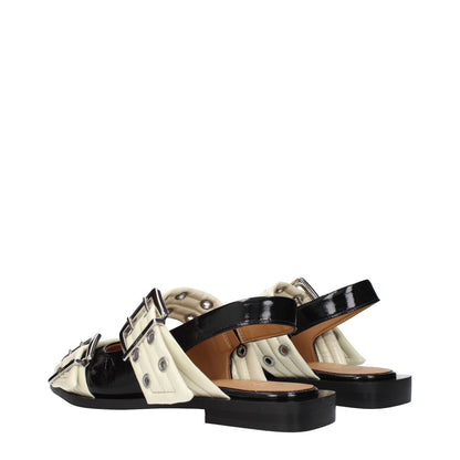 Ganni Black Polyethylene Sandals with buckle design, rear view showing details and finish.