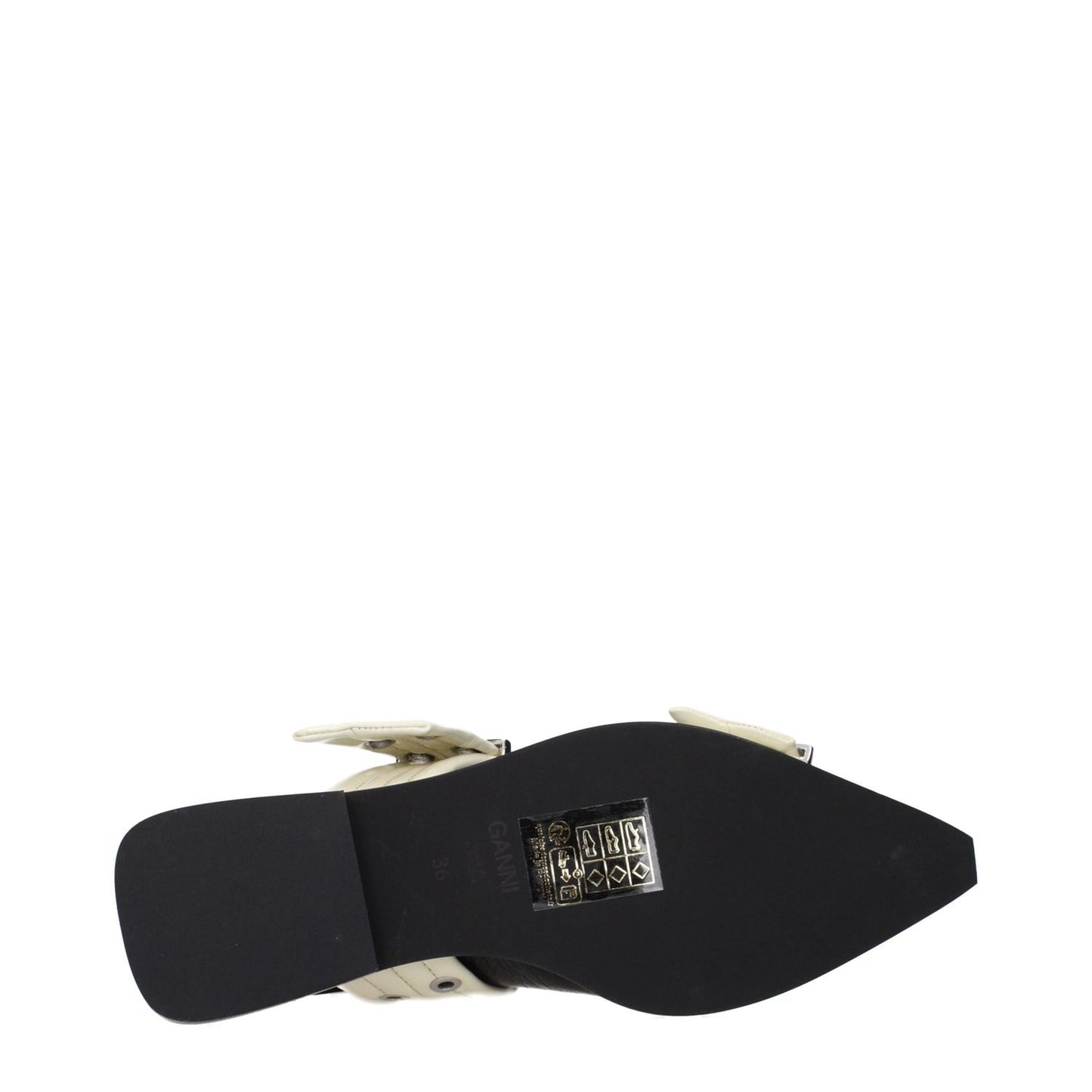 Bottom view of Ganni Black Polyethylene Sandals showcasing sole design and texture, MPN S28714926087, product code F84886.