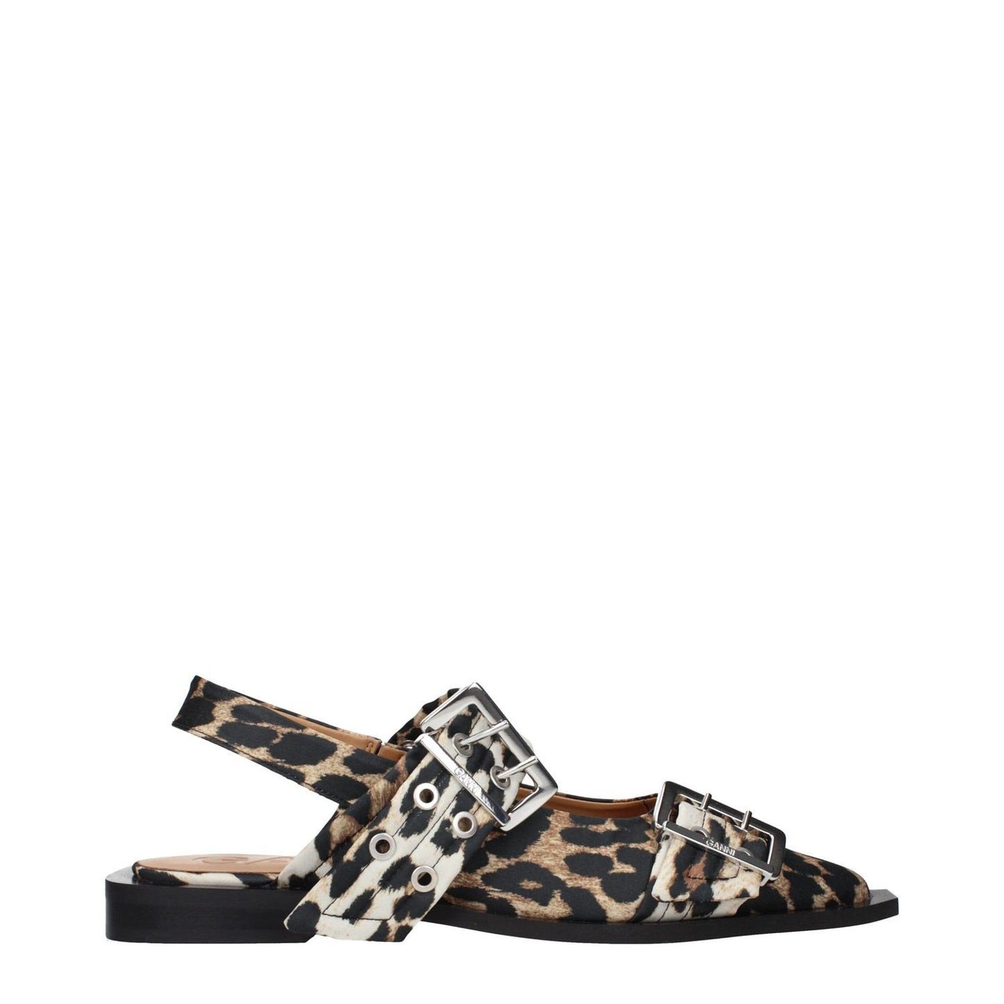 Leopard print sandals with buckles