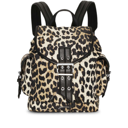 Ganni Leopard Small Nylon Bucky Backpack