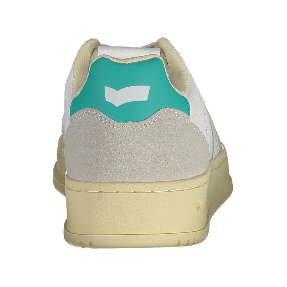 Back view of Gas White Artificial Leather Women Sneaker with logo, featuring modern design and comfort.